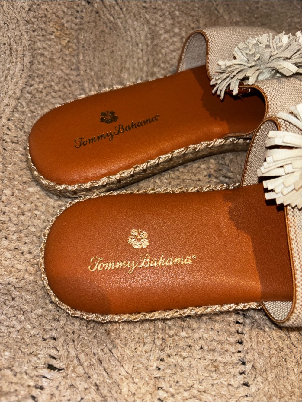 Tommy Bahama Beige Fringe Thong Espadrille Sandals Size 10 - Picture 2 of 5